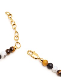 Nialaya Jewellery - Beaded Necklace with Brown Tiger Eye, Howlite, and Onyx