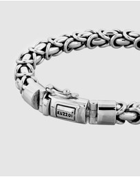 Kuzzoi - ICONIC EXCLUSIVE - Bracelet Men Buddha Round Bali Byzantine Cuban Chain 925 Sterling Silver