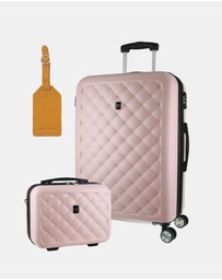 Pierre Cardin - Pierre Cardin Metro Large Hard Shell with Mini Beauty Case Set + Leather Tag