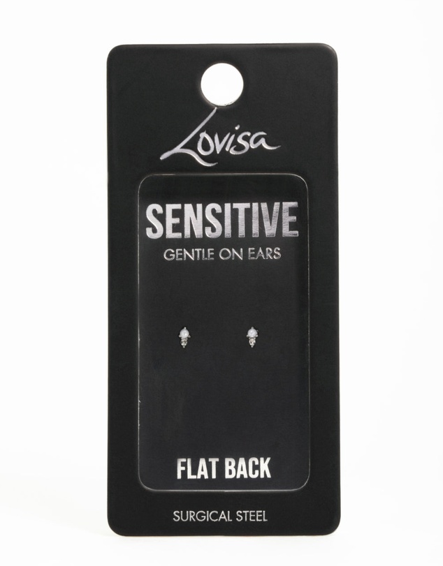 Lovisa - Surgical Steel Pearl Diamante Flat Back Earrings
