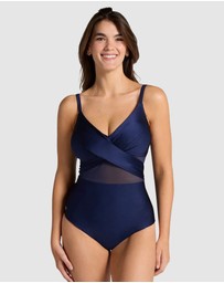 Leonisa - Draped Crossover Padded One-Piece Shaping Swimsuit
