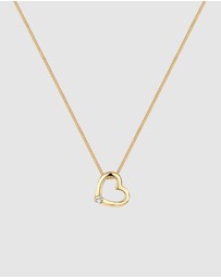 Elli Jewelry - Necklace Heart White Crystals 925 Sterling Silver Gold Plated