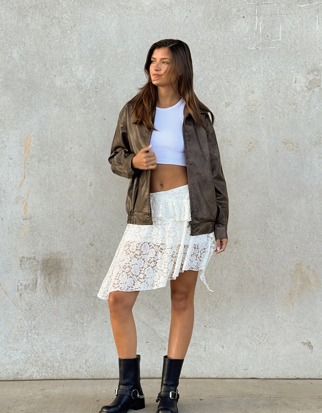 Beginning Boutique - Tuscany White Lace Mini Skirt