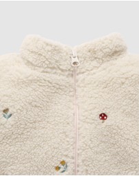 Purebaby - Fluffy Embroidered Jacket -Kids-Babies