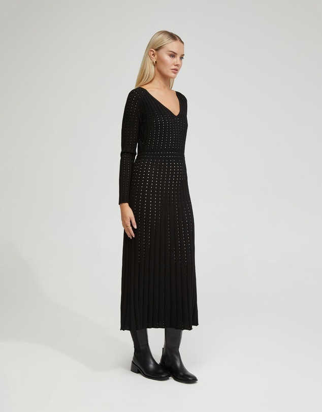 Oxford - Keiko Knitted Dress With Slip In Nude