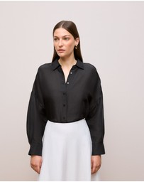 Trenery - Linen Silk Resort Shirt in Black