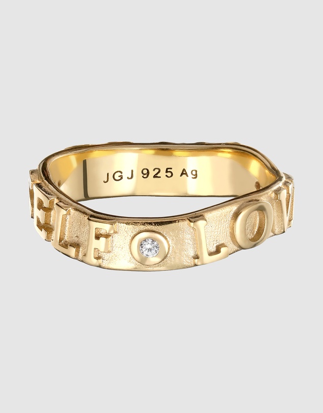 Elli Jewelry - More Self Love Ring with Zirconia in Gold-Plated 925 Silver