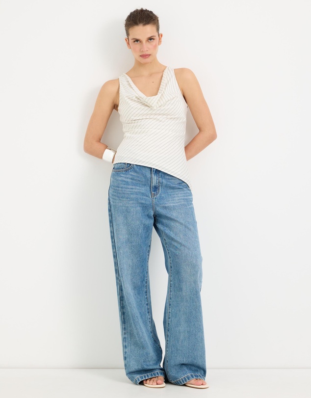 Calli - Frankie Stripe Cowl Neck Top