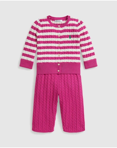 Polo Ralph Lauren - Mini-Cable Cotton Cardigan & Pants Set - Babies