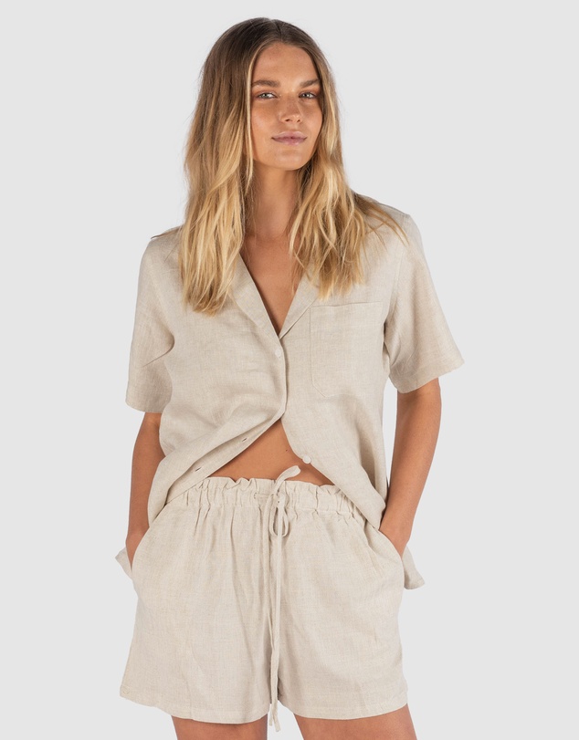 CAMIXA - REVERE Open Collar Short Sleeve Linen shirt