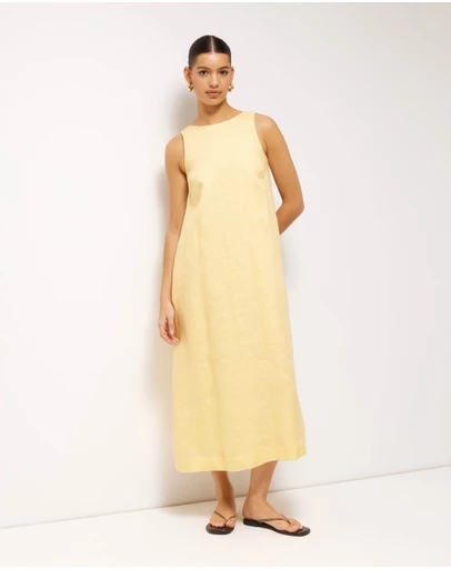 AERE - Maya Linen Relaxed Midi Dress