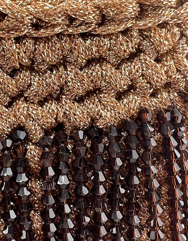 Izoa - Estelle Beaded Fringe Rose Gold Mini Bag