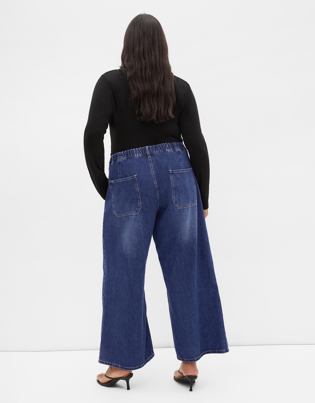 City Chic - Plus size Jorja Wide Leg Crop Denim Pant - mid wash