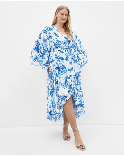 City Chic - Plus size Fleetwood Bluebell Print Maxi Dress - bluebell
