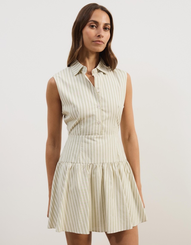Atmos&Here - Ava Stripe Mini Fit And Flare Dress