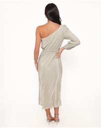 Petal & Pup - Pontee One Shoulder Pleated Midi Dress - Sage Green