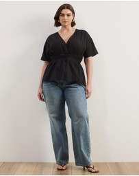 Atmos&Here Curvy - Elis Cotton Gathered Waist Top