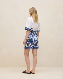 Trenery - Marea Border Stripe Linen Short in White