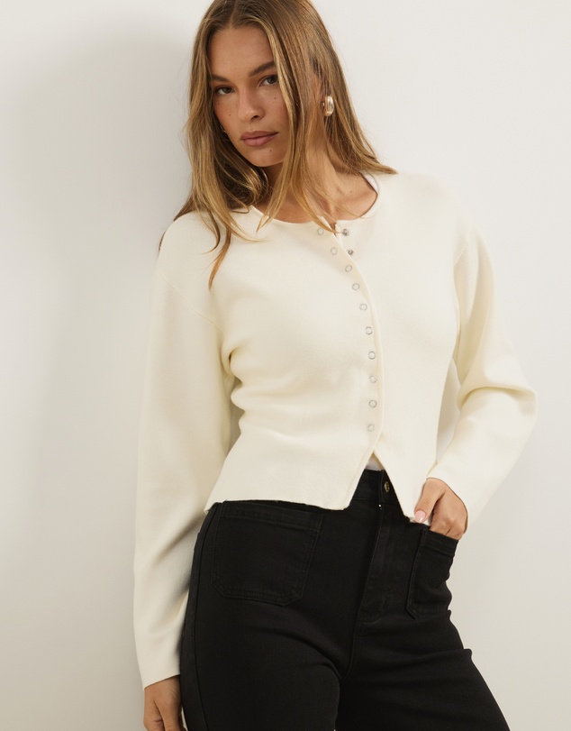 Atmos&Here - Rue Button Up Split Hem Knit Cardigan