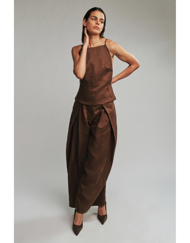 Bardot - Arelia High Neck Linen Top