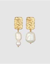 Elli Jewelry - Earrings Stud Organic Style Baroque with Freshwater Pearls in 925 Sterling Silver Gold Plated