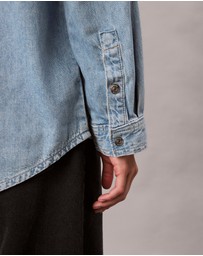 Calvin Klein Jeans - Linen Blend Denim Relaxed Button-Down Shirt