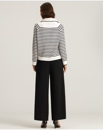 IDA+S - Ines Merino Stripe Quarter-Zip Knit