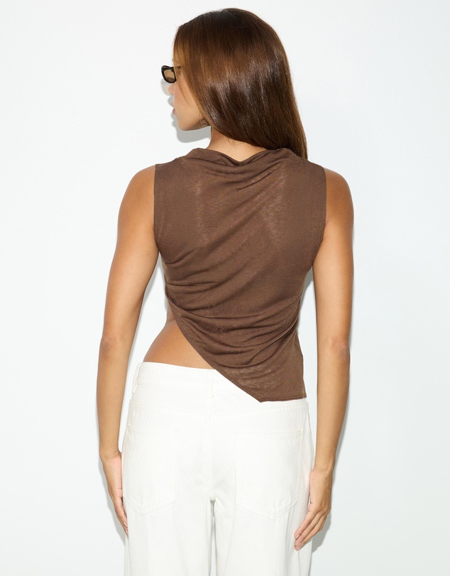 Dazie - Frankie Sheer High Neck Asymmetrical Top