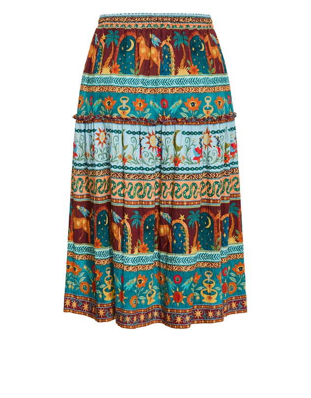 City Chic - Paradiso Print Midi Skirt