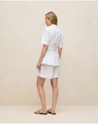 Trenery - Stretch Linen Short Sleeve Blazer in White