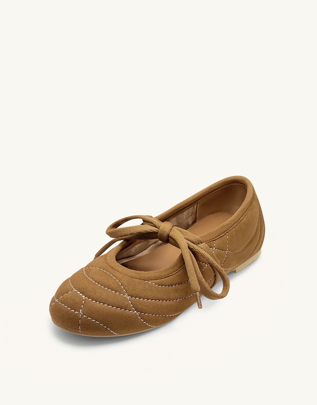 JW PEI - Erika Topstitching Lace-Up Ballet Flats
