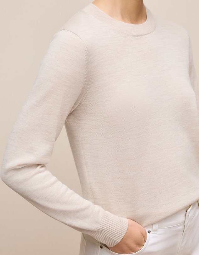 Trenery - Merino Classic Crew in Oat Marle