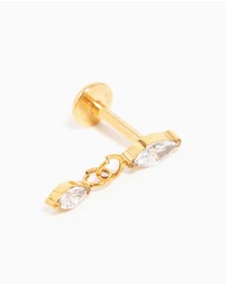 Lovisa - Gold Plated Titanium Cubic Zirconia Marquise Drop Flat Back Stud