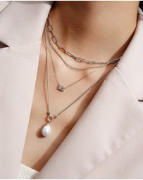 Ania Haie - Silver Sparkling Bezel-Set Cube Necklace