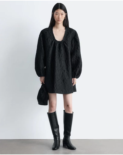& Other Stories - Tie-Front Jacquard Mini Dress