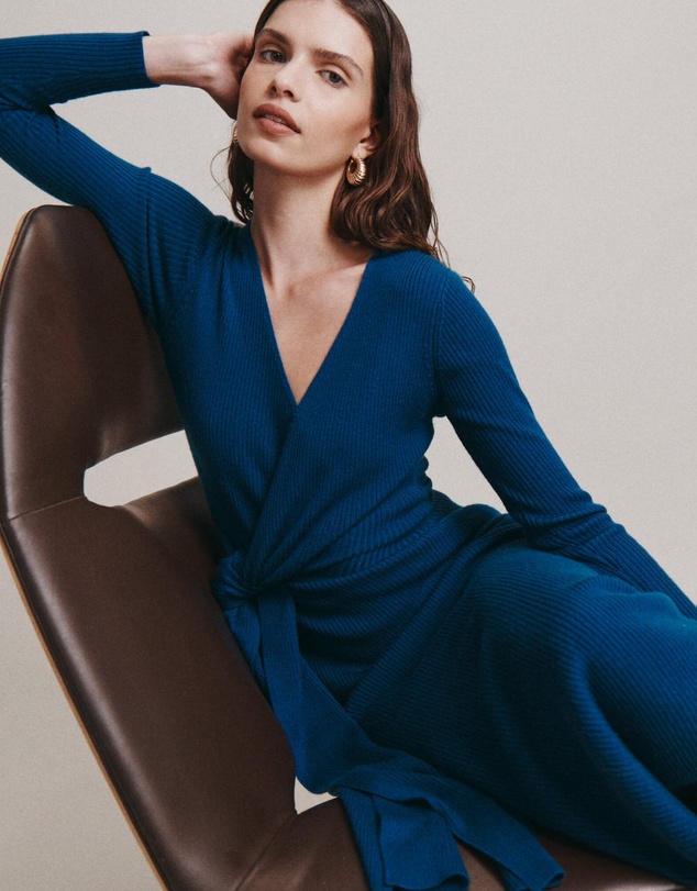 SABA - Elle Wool Blend Wrap Knit Dress