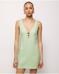 AERE - Fiora Linen Resin Trim Shift Dress