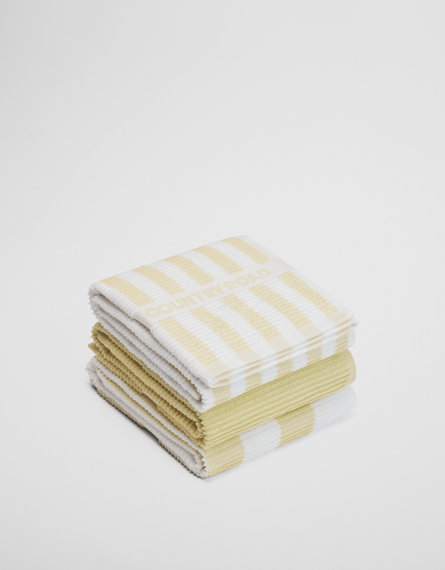Country Road - Cr Stripe Australian Cotton Tea Towel Pack Of 3