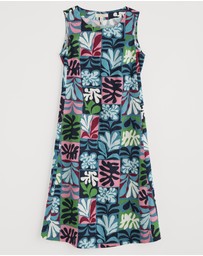 Seasalt - Seasalt Cornwall Collage Seaweed Mid Teal Cresting Waves Dress