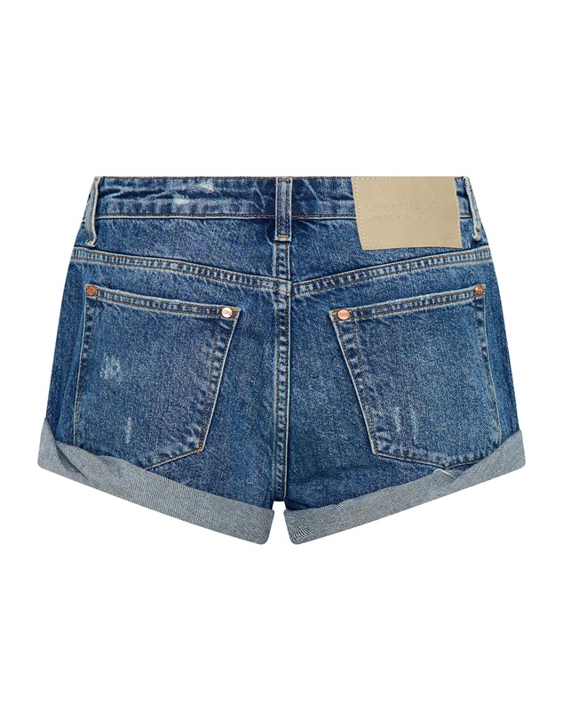 ONE TEASPOON - Bandits Low Waist Embellished Denim Shorts - Blue Thunder