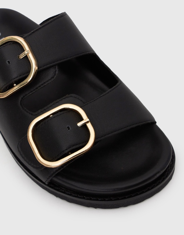 Betts - Wider Fit Hush Leather Buckle Slides