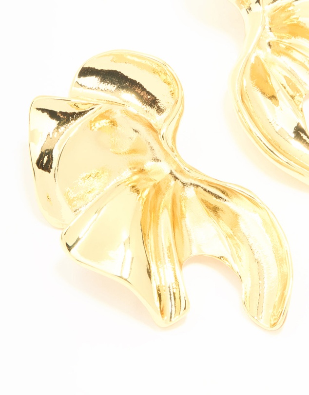 Lovisa - Gold Plated Textured Flower Fan Earrings