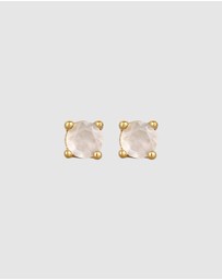 Elli Jewelry - Earring Stud Moonstone 925 Sterling Silver Gold-Plated