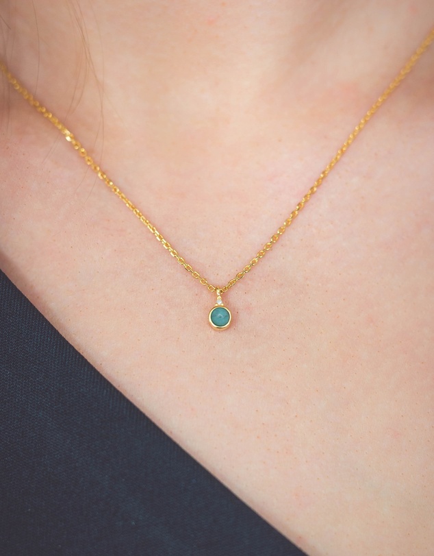 Georgini - Natural Turquoise And Diamond December Gold Pendant