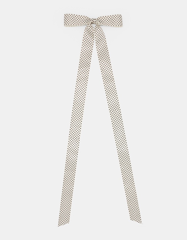 Morgan & Taylor - Lala Hair Bow in White with Black Polk Dots