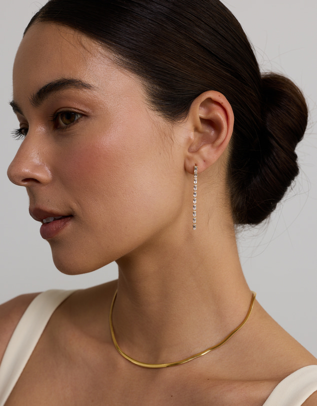Michael Hill - Baguette Cubic Zirconia Tennis Drop Earrings in 18kt Yellow Gold Vermeil