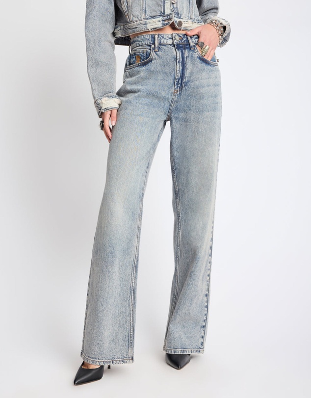 ONE TEASPOON - Icon High Waist Straight Leg Denim Jeans - Cloud Blue