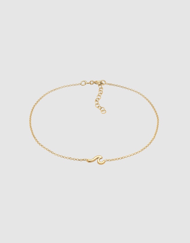 Elli Jewelry - Wave Charm Anklet in Gold-Plated 925 Silver