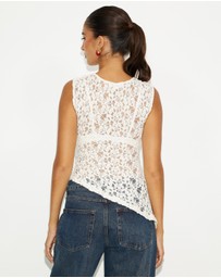 Dazie - Iris Asymmetrical Sheer Lace Top