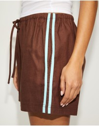 Dazie - Aloe Stripe Linen Blend Shorts